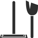 Icono de un cepillo de suelo y una escoba