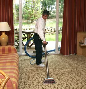 Perfect Cleaning Persona aspirando alfombra 